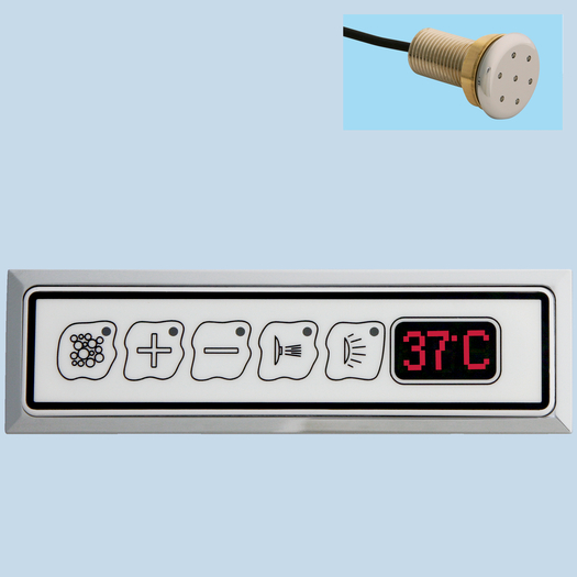 Flatline Blueline push button with temperature indicator - sensor wall mounting